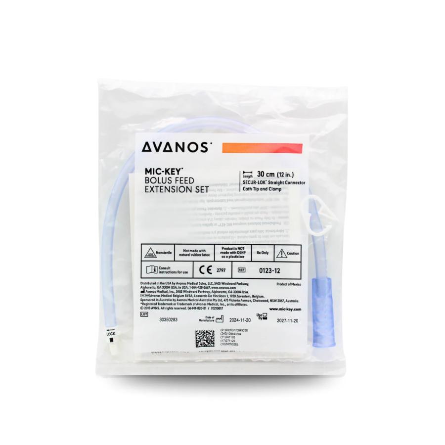 12 Inch Length, Bolus Feed, Catheter Tip, SECUR-LOK Straight Connector w/ Clamp