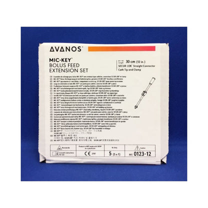 Juego de extensión de tubo de alimentación enteral en bolo MIC-Key, con punta de catéter, conector recto SECUR-LOK y abrazadera, 5 unidades, n.º 0123-12